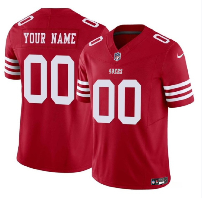 Youth San Francisco 49ers Active Player Custom Scarlet 2023 F.U.S.E. Vapor Untouchable Limited Football Stitched Jersey